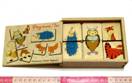 Дерев'яна гра Пазли для дітей від 2х років "Половинки. Лісові тварини" 90017 Розумний лис