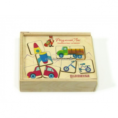 Дерев'яна іграшка пазл Половинки Транспорт, 90023 Розумний Лис
