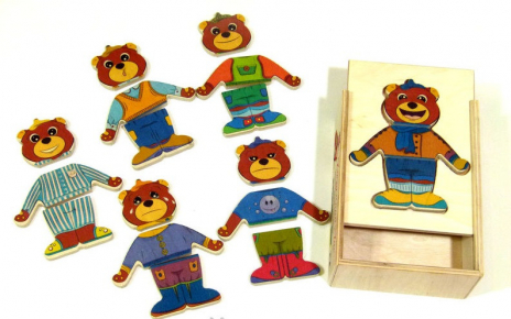 Розвиваюча дерев'яна гра "Одягай-ка. Ведмедик" 90027 Розумний лис