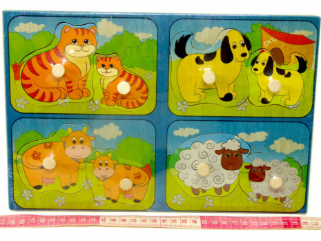 Дерев'яна іграшка Дощечка вкладки Знайди Маму 90031 Розумний лис