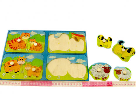 Дерев'яна іграшка Дощечка вкладки Знайди Маму 90031 Розумний лис