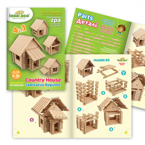 деревянный конструктор "Загородный дом" 4в1 146 дет Игротеко. 900316