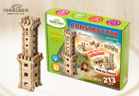 Дерев'яний конструктор Вежа, 213 деталей, Igroteco