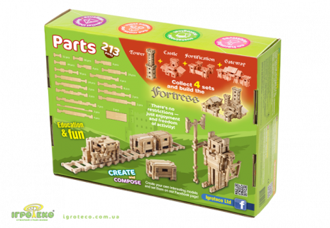 Деревянный конструктор Башня, 213 деталей, Igroteco