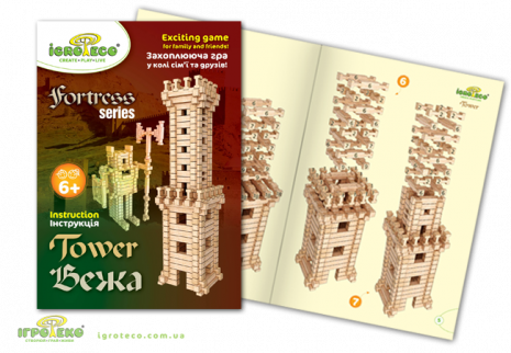 Деревянный конструктор Башня, 213 деталей, Igroteco