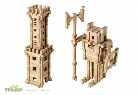 Деревянный конструктор Башня, 213 деталей, Igroteco