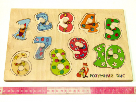 Деревянная игрушка Досточка вкладки Числа Учимся считать 90034 Розумний лис