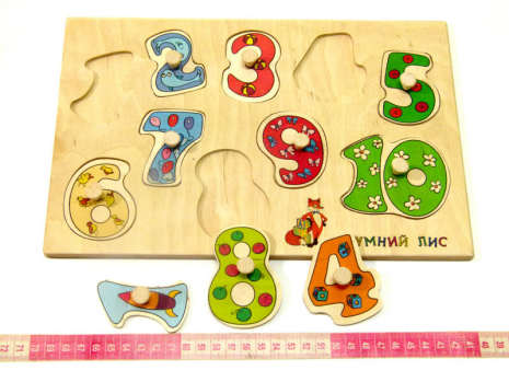 Деревянная игрушка Досточка вкладки Числа Учимся считать 90034 Розумний лис