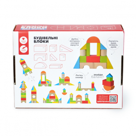 Дитячий дерев'яний конструктор "Будівельні блоки", 14 эл. Ігротеко
