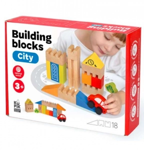Дерев'яні будівельні блоки Місто 18 елементів Igroteco 900538