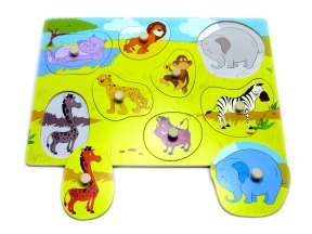 Дерев'яна іграшка Дощечка вкладки з тваринами Саванна 90054 Розумний лис