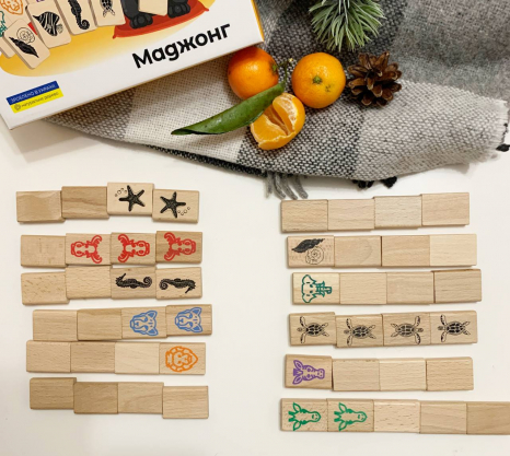 Дерев'яна настільна гра "Дитячий Маджонг" 900552 49 деталей Igroteco