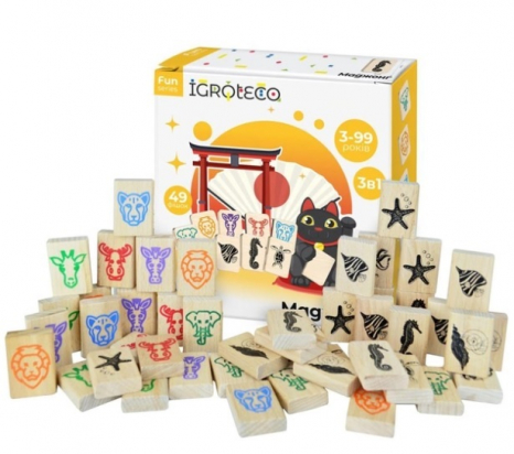 Дерев'яна настільна гра "Дитячий Маджонг" 900552 49 деталей Igroteco