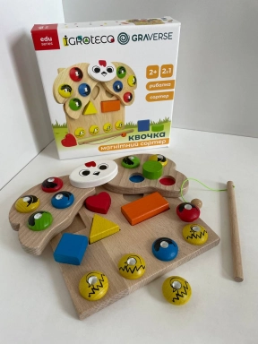 Дерев'яна розвивальна гра Cортер та магнітна риболовля Квочка Igroteco 900637