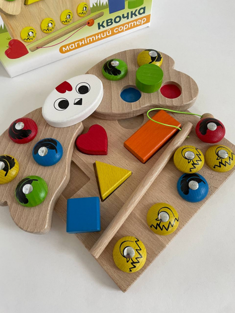 Дерев'яна розвивальна гра Cортер та магнітна риболовля Квочка Igroteco 900637