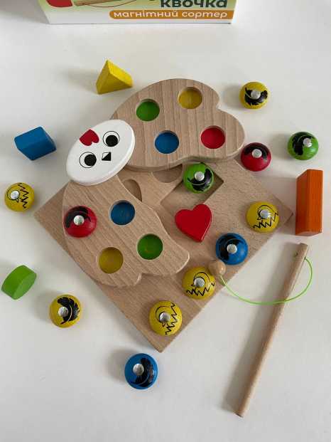 Дерев'яна розвивальна гра Cортер та магнітна риболовля Квочка Igroteco 900637