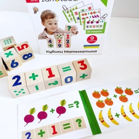 Дерев'яні математичні кубики із завданнями Igroteco