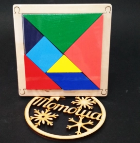 Дерев'яна гра - головоломка Танграм 12х12, 90077 Розумний Лис