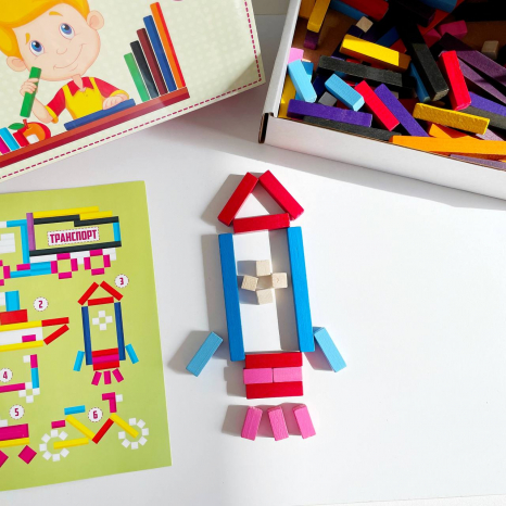 Дерев'яні рахункові палички Кюїзенера в коробці з завданнями, 90080 Розумний Лис