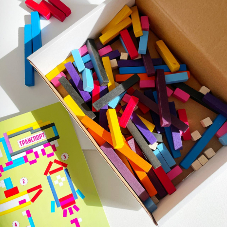 Дерев'яні рахункові палички Кюїзенера в коробці з завданнями, 90080 Розумний Лис