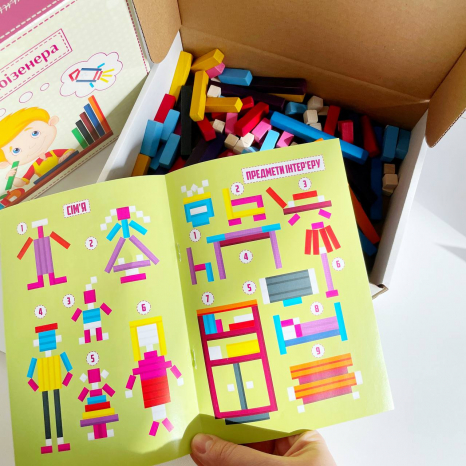 Дерев'яні рахункові палички Кюїзенера в коробці з завданнями, 90080 Розумний Лис