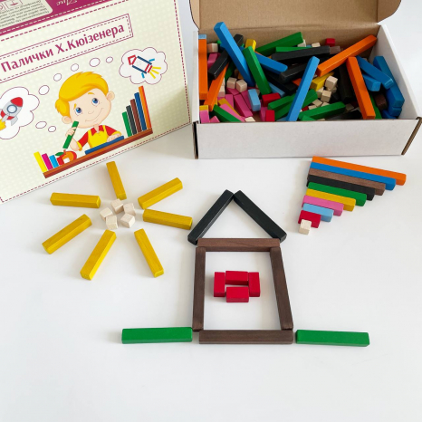Дерев'яні рахункові палички Кюїзенера в коробці (великий набір - 250 шт), 90082 Розумний Лис