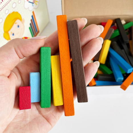 Дерев'яні рахункові палички Кюїзенера в коробці (великий набір - 250 шт), 90082 Розумний Лис