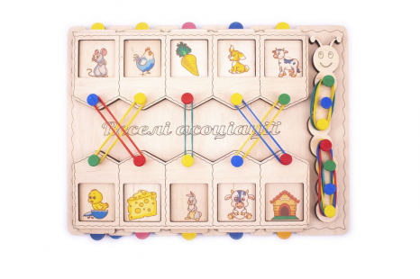 Дерев'яна гра з резиночками Будиночки Веселі асоціації 90141 Розумний лис