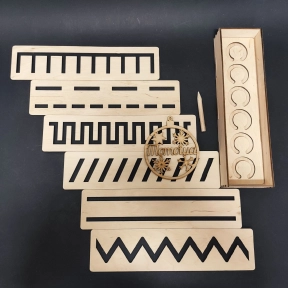 Дерев'яні лінійки - трафарети для підготовки руки для письма, 90142 Розумний Лис (7 трафаретів)