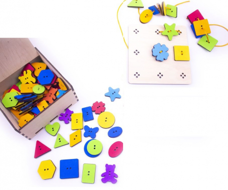 Дерев`яна гра "Шнуровка - сортер. Веселі гудзики" 90146 Розумний лис