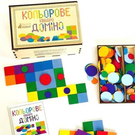 Дерев'яна гра Кольорове квадро доміно 90147 Розумний лис