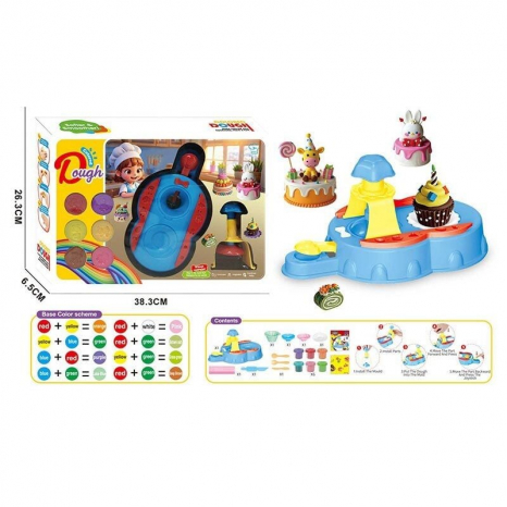 Тісто для ліплення прес, тісто у 6ти  кольорах, тарілочка, форми, виделка, ложка, 2 ножі, 9028