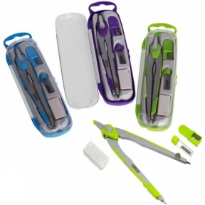 Готовальня CLASS 9038  4 предметів TECHNO,циркуль 130мм, асорті  (1/12)