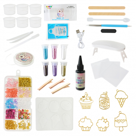 Набор для творчества: изготовление украшений из смолы с лампой 9090E-3 (цена за 1 набор)