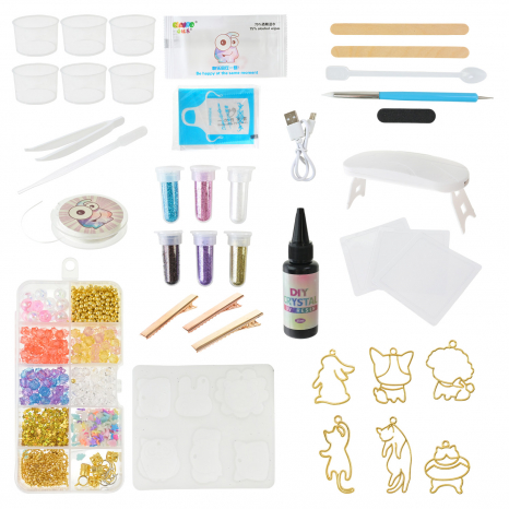 Набор для творчества: изготовление украшений из смолы с лампой 9090E-3 (цена за 1 набор)