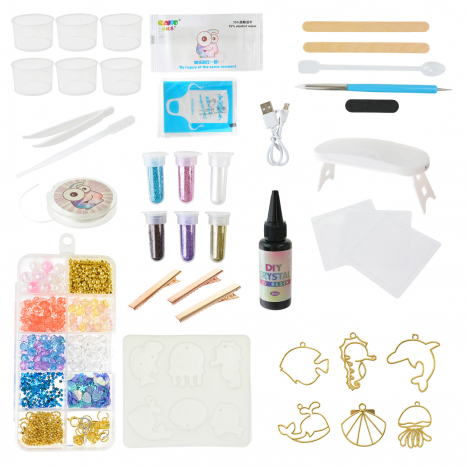 Набор для творчества: изготовление украшений из смолы с лампой 9090E-3 (цена за 1 набор)