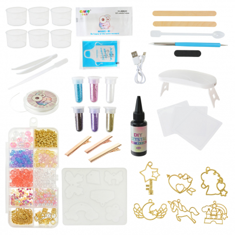 Набор для творчества: изготовление украшений из смолы с лампой 9090E-3 (цена за 1 набор)