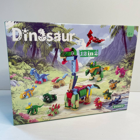 Конструктор динозавр 2в1, адвент-календарь, набор динозавров, 12в2, 9106K12