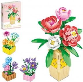 Конструктор 9109A-9113A-9112A-9115A квіти, горшик/ваза, від. 548дет., 4 види, кор., 26-37-7 см.