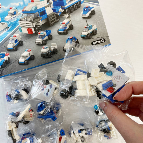 Конструктор полиция, адвент-календарь, транспорт, 12в2 (машина, катер), 9113K12