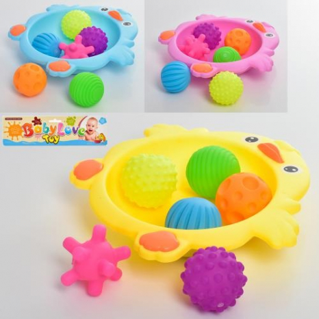 Іграшка для купання 916-48 пташка-ємність, м'яч-пискавка 6шт.