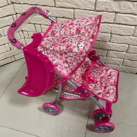 Візок для ляльок (літня, прогулянкова коляска для пупса), діаметр коліс 10 см, 9304 BW-T