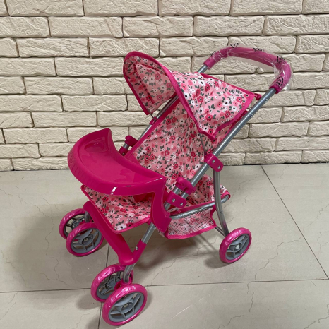 Візок для ляльок (літня, прогулянкова коляска для пупса), діаметр коліс 10 см, 9304 BW-T