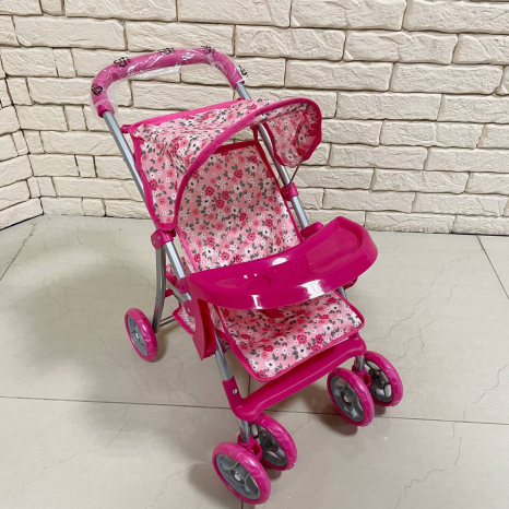 Візок для ляльок (літня, прогулянкова коляска для пупса), діаметр коліс 10 см, 9304 BW-T