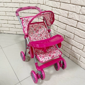 Коляска для кукол (летняя, прогулочная коляска для пупса), диаметр колес 10 см, 9304 BW-T
