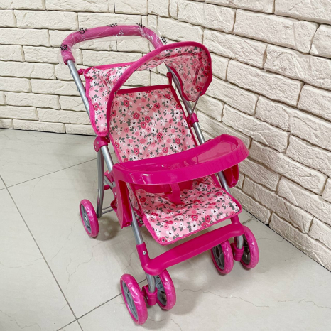 Візок для ляльок (літня, прогулянкова коляска для пупса), діаметр коліс 10 см, 9304 BW-T