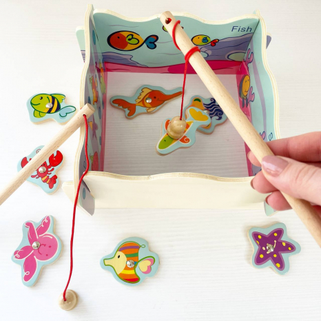 Игрушка деревянная магнитная рыбалка, 2 удочки 93845 HJD