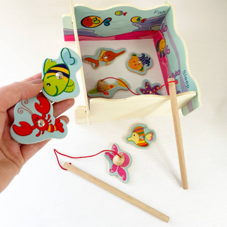 Игрушка деревянная магнитная рыбалка, 2 удочки 93845 HJD