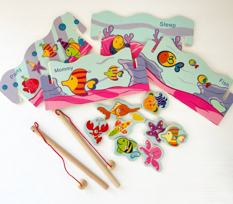 Игрушка деревянная магнитная рыбалка, 2 удочки 93845 HJD