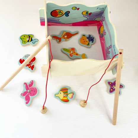 Игрушка деревянная магнитная рыбалка, 2 удочки 93845 HJD